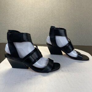 Sigerson Morrison,Womens,Ankle Strap‎ Buckle Black Wedge Sandal, Size 9B